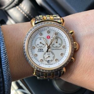 Michele Two Toned Diamond Dial Watch